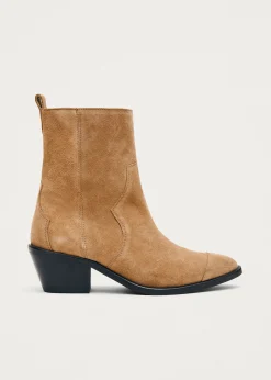 Austin Suede Tan Leather Ankle Boots|ALOHAS Online