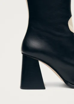 Blair Bicolor Black Cream Ankle Boots|ALOHAS Clearance
