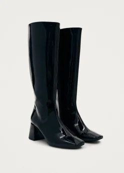 Chalk Onix Black Vegan Leather Boots|ALOHAS Sale