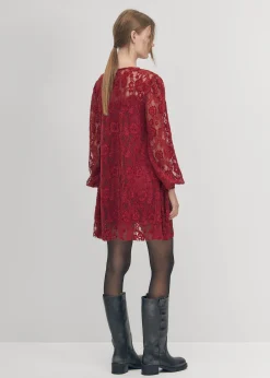 Dablon Lace Wine Dress|ALOHAS Best