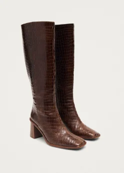 East Alli Brown Leather Boots|ALOHAS Hot