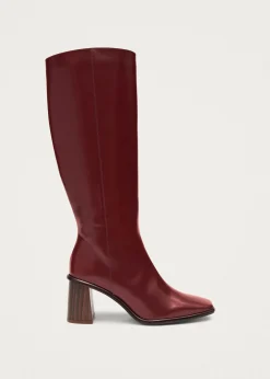 East Sleek Burgundy Leather Boots|ALOHAS Fashion