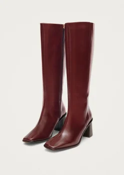 East Sleek Burgundy Leather Boots|ALOHAS Fashion