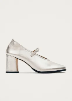 Esha Shimmer Silver Leather Pumps|ALOHAS Discount