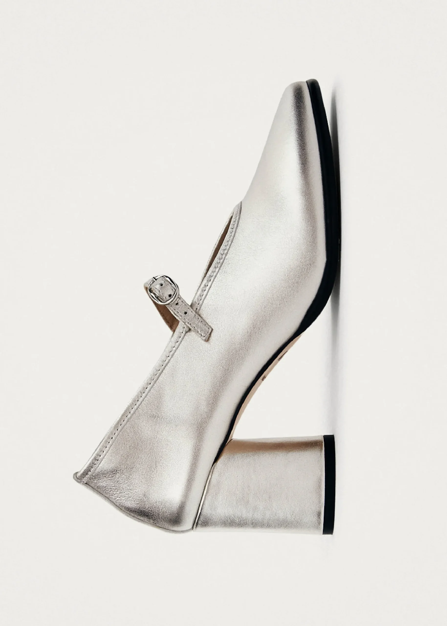 Esha Shimmer Silver Leather Pumps|ALOHAS Discount