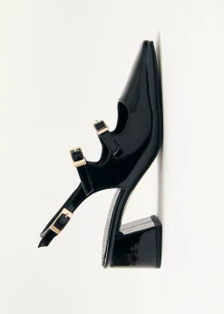 Hanna Onix Black Vegan Leather Pumps|ALOHAS Outlet