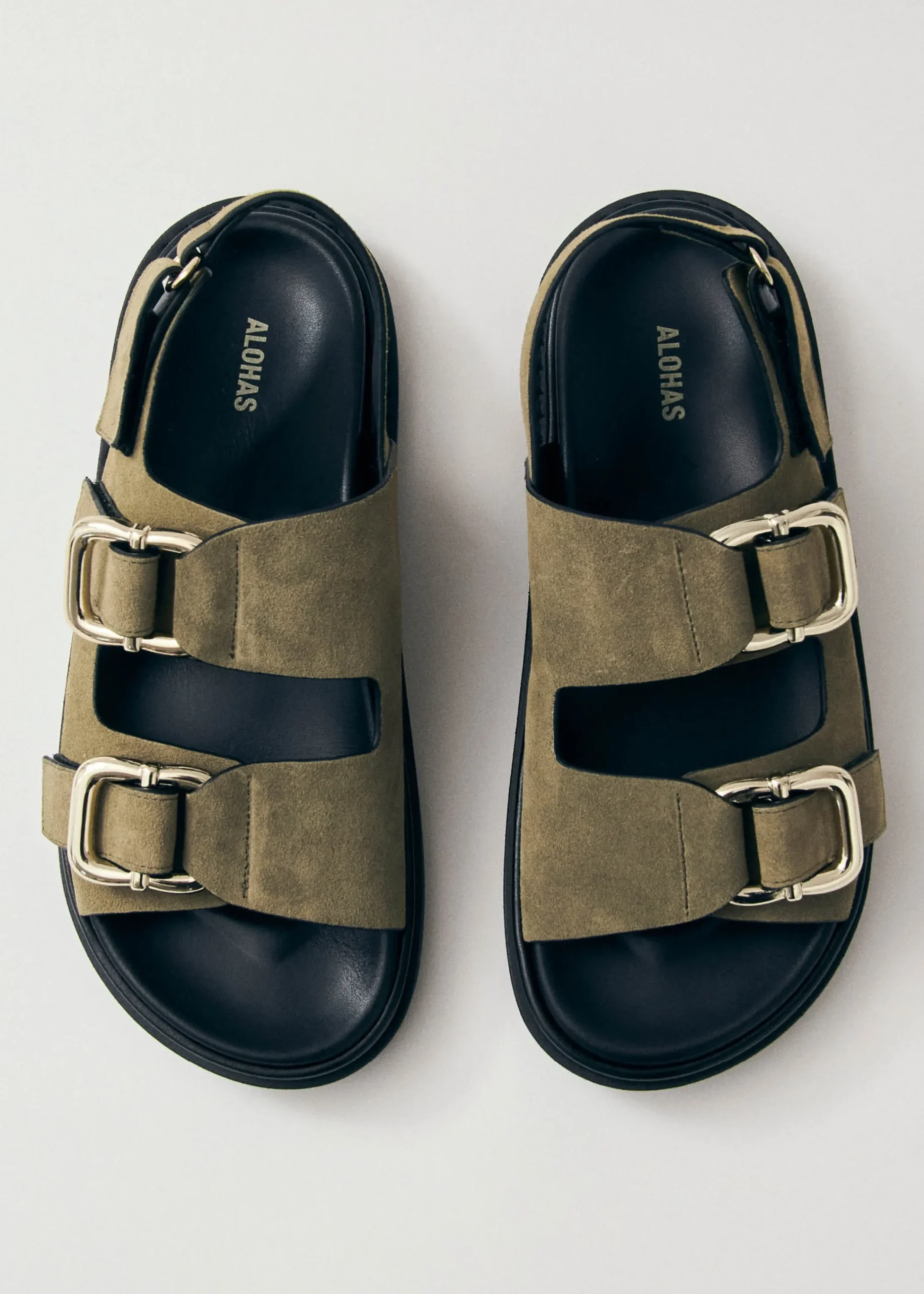 Harper Suede Khaki Leather Sandals|ALOHAS Outlet