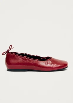 Hollis Onix Red Leather Ballet Flats|ALOHAS Discount