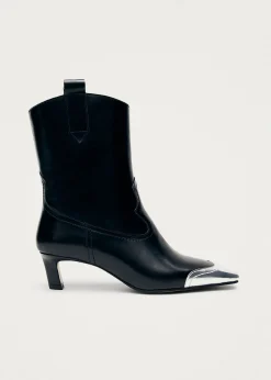 Hudson Shimmer Bicolor Black Silver Leather Ankle Boots|ALOHAS Fashion