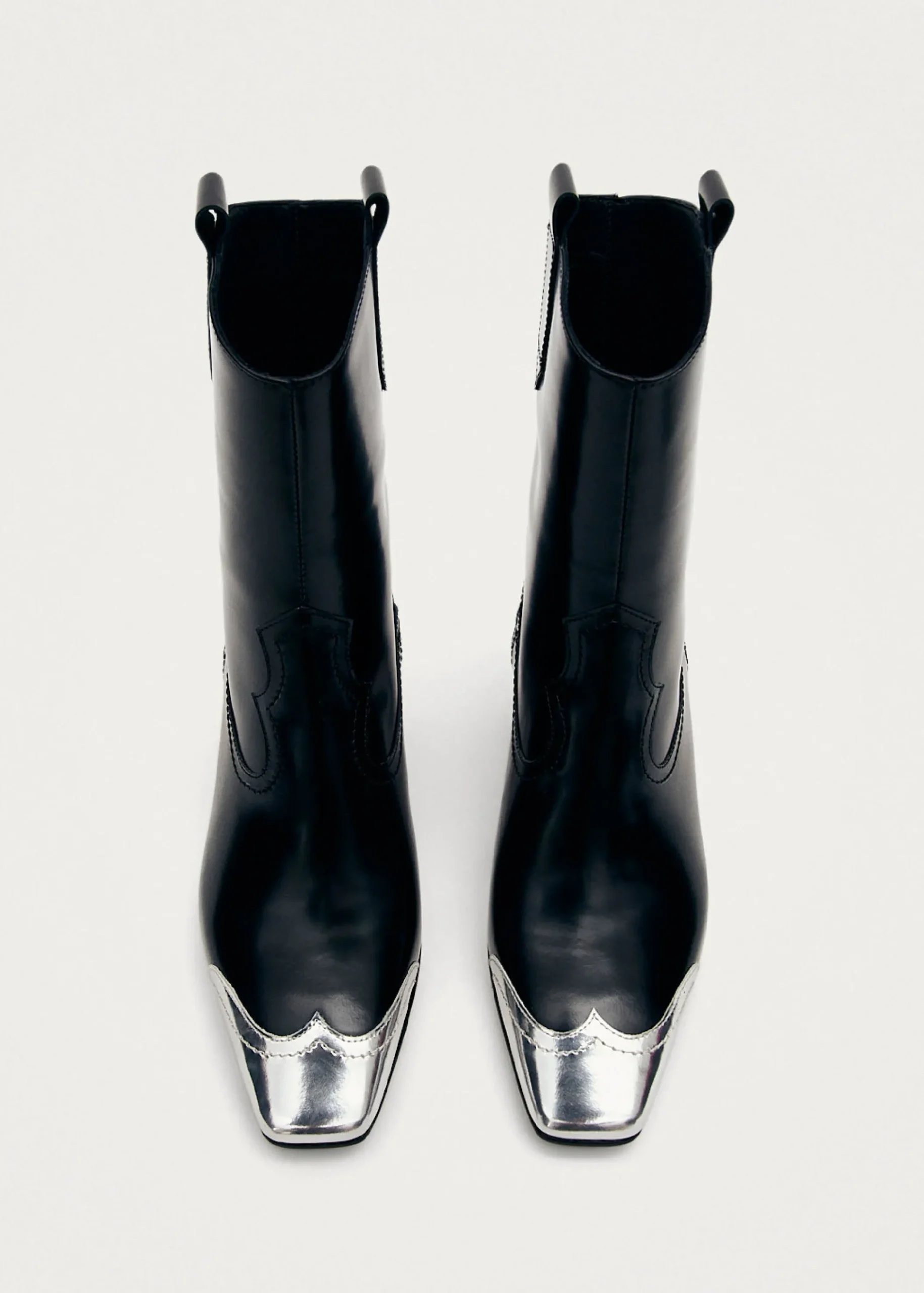 Hudson Shimmer Bicolor Black Silver Leather Ankle Boots|ALOHAS Fashion