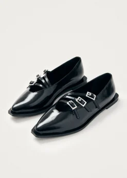 Jive Onix Black Leather Ballet Flats|ALOHAS Fashion