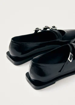 Jive Onix Black Leather Ballet Flats|ALOHAS Fashion