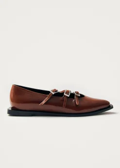 Jive Onix Brown Leather Ballet Flats|ALOHAS Outlet