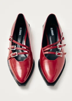 Jive Onix Red Leather Ballet Flats|ALOHAS Hot