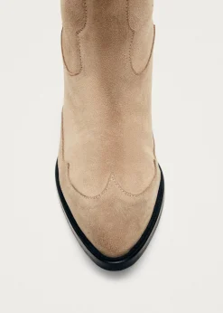 Liberty Suede Beige Leather Boots|ALOHAS Clearance