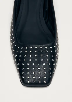 Lindy Studs Black Leather Pumps|ALOHAS Best
