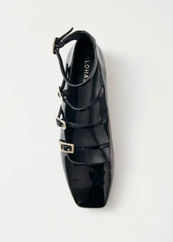 Luke Onix Black Leather Ballet Flats|ALOHAS Outlet
