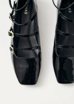 Luke Onix Black Leather Ballet Flats|ALOHAS Outlet