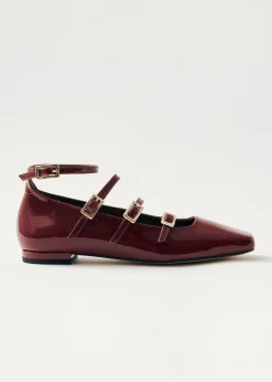 Luke Onix Wine Burgundy Leather Ballet Flats|ALOHAS Best