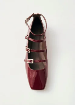 Luke Onix Wine Burgundy Leather Ballet Flats|ALOHAS Best