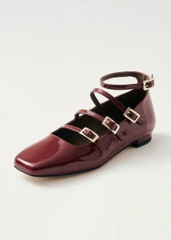Luke Onix Wine Burgundy Leather Ballet Flats|ALOHAS Best