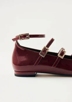 Luke Onix Wine Burgundy Leather Ballet Flats|ALOHAS Best
