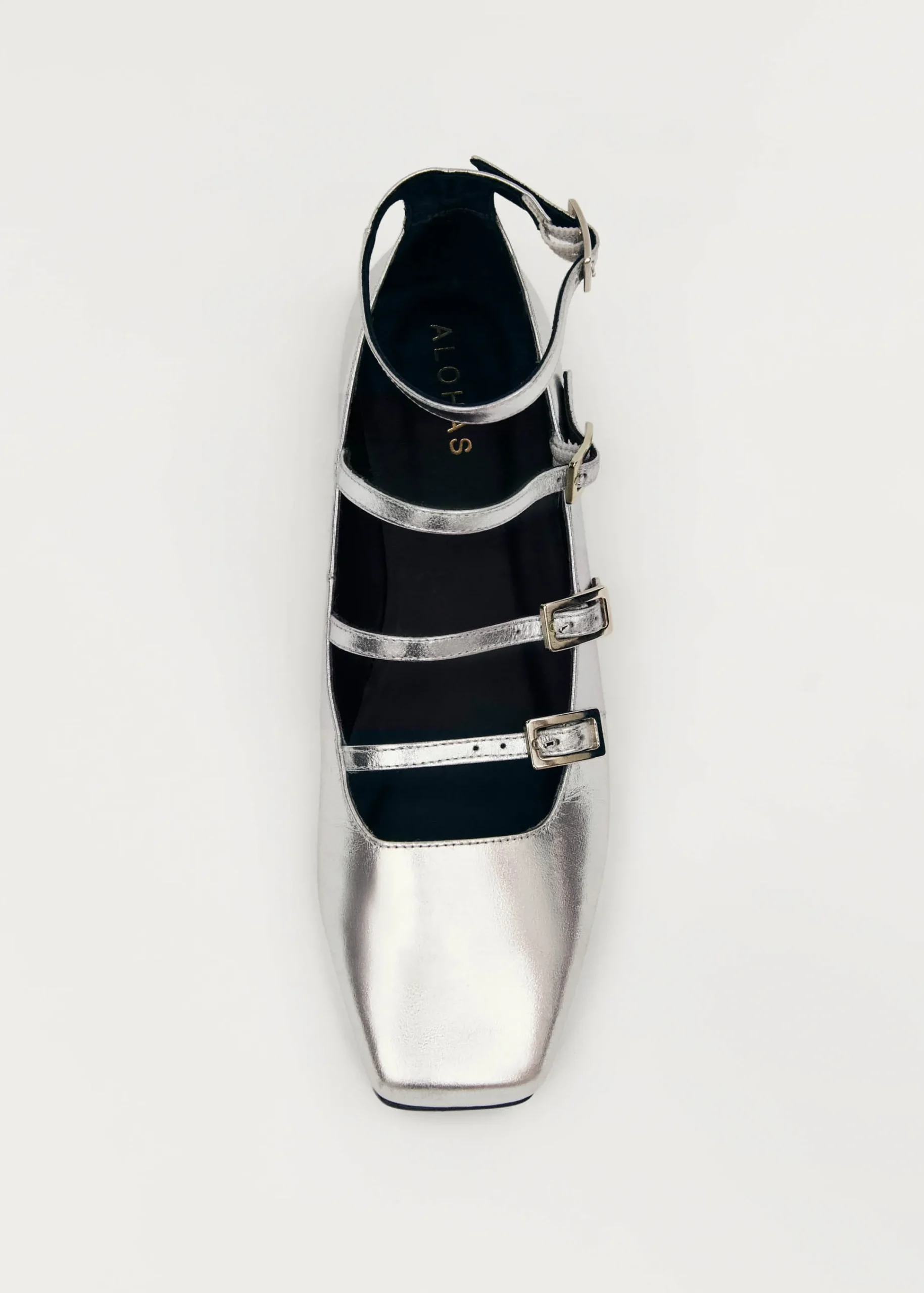 Luke Shimmer Silver Leather Ballet Flats|ALOHAS New