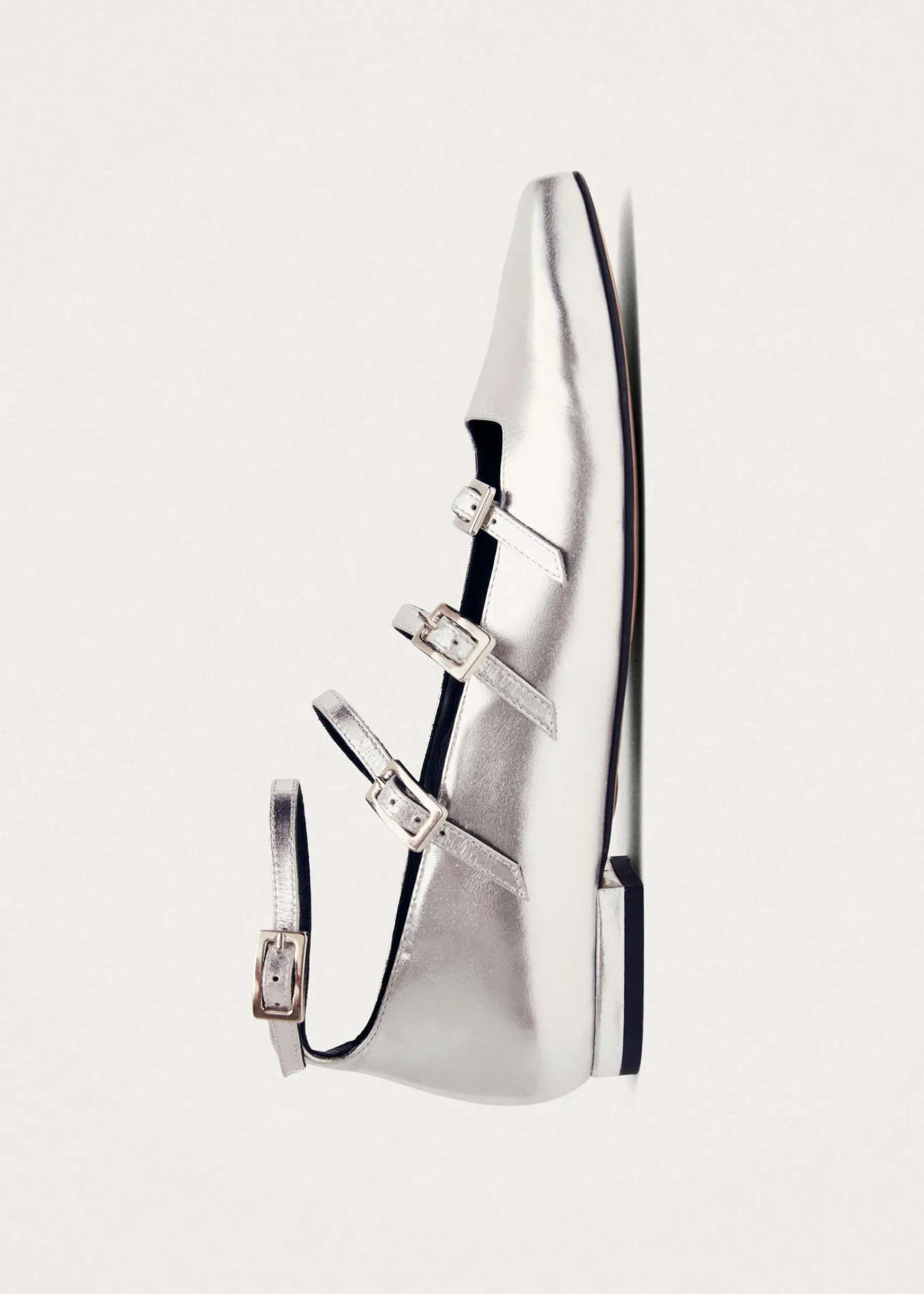 Luke Shimmer Silver Leather Ballet Flats|ALOHAS New