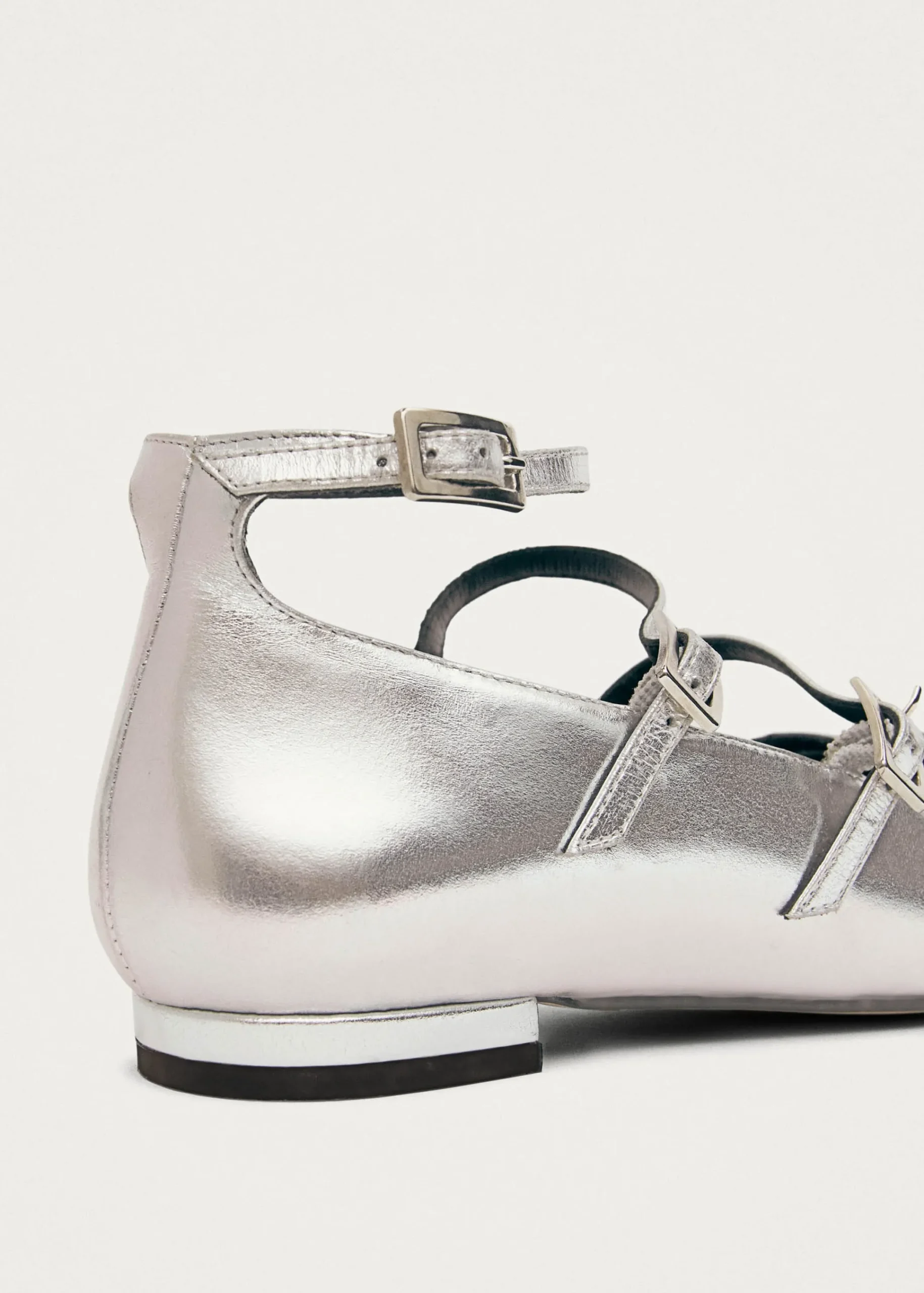 Luke Shimmer Silver Leather Ballet Flats|ALOHAS New