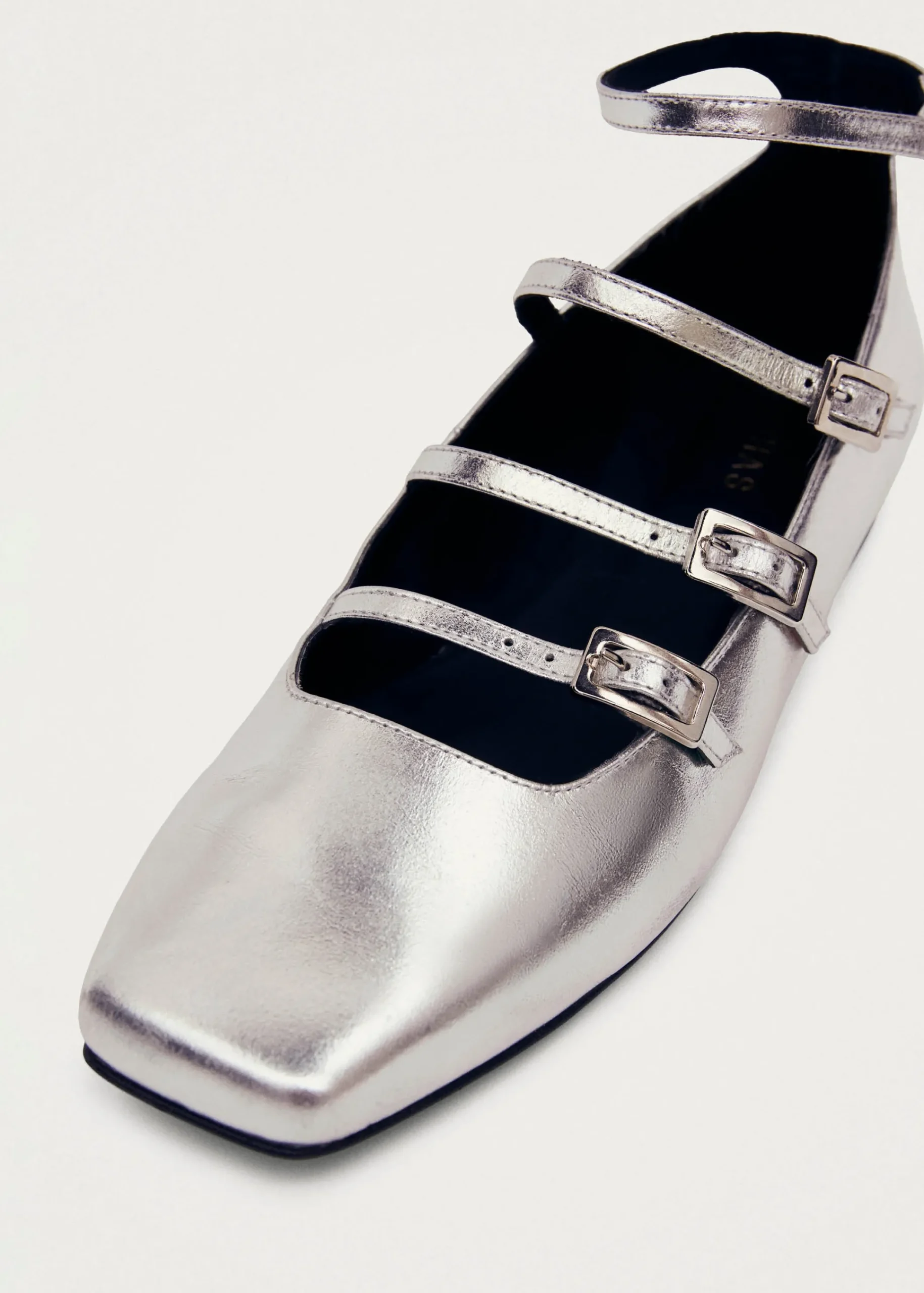 Luke Shimmer Silver Leather Ballet Flats|ALOHAS New