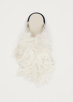 Maja Furry Cream Leather Mules|ALOHAS Online