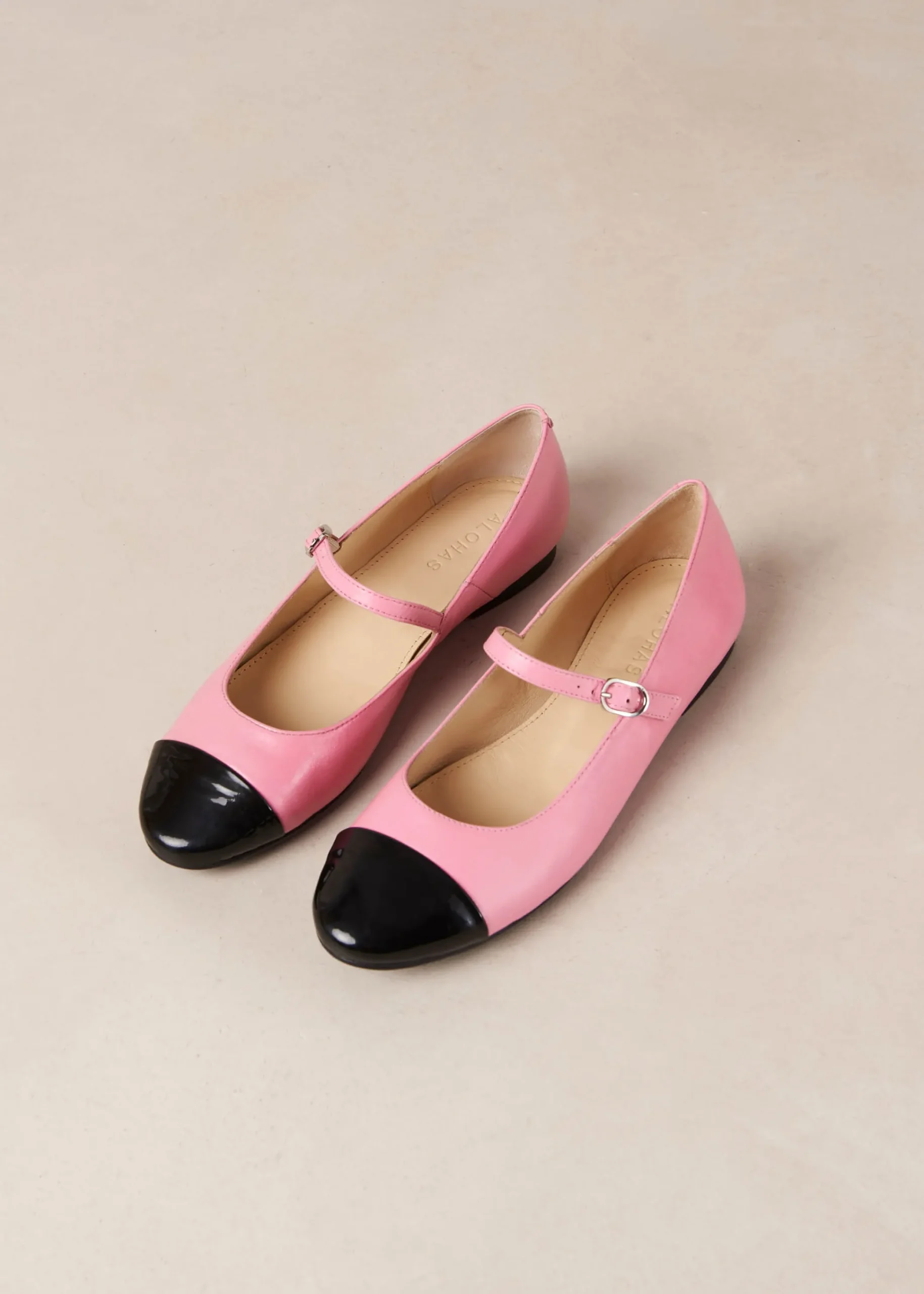 Musa Bicolor Black Pink Leather Ballet Flats|ALOHAS Clearance