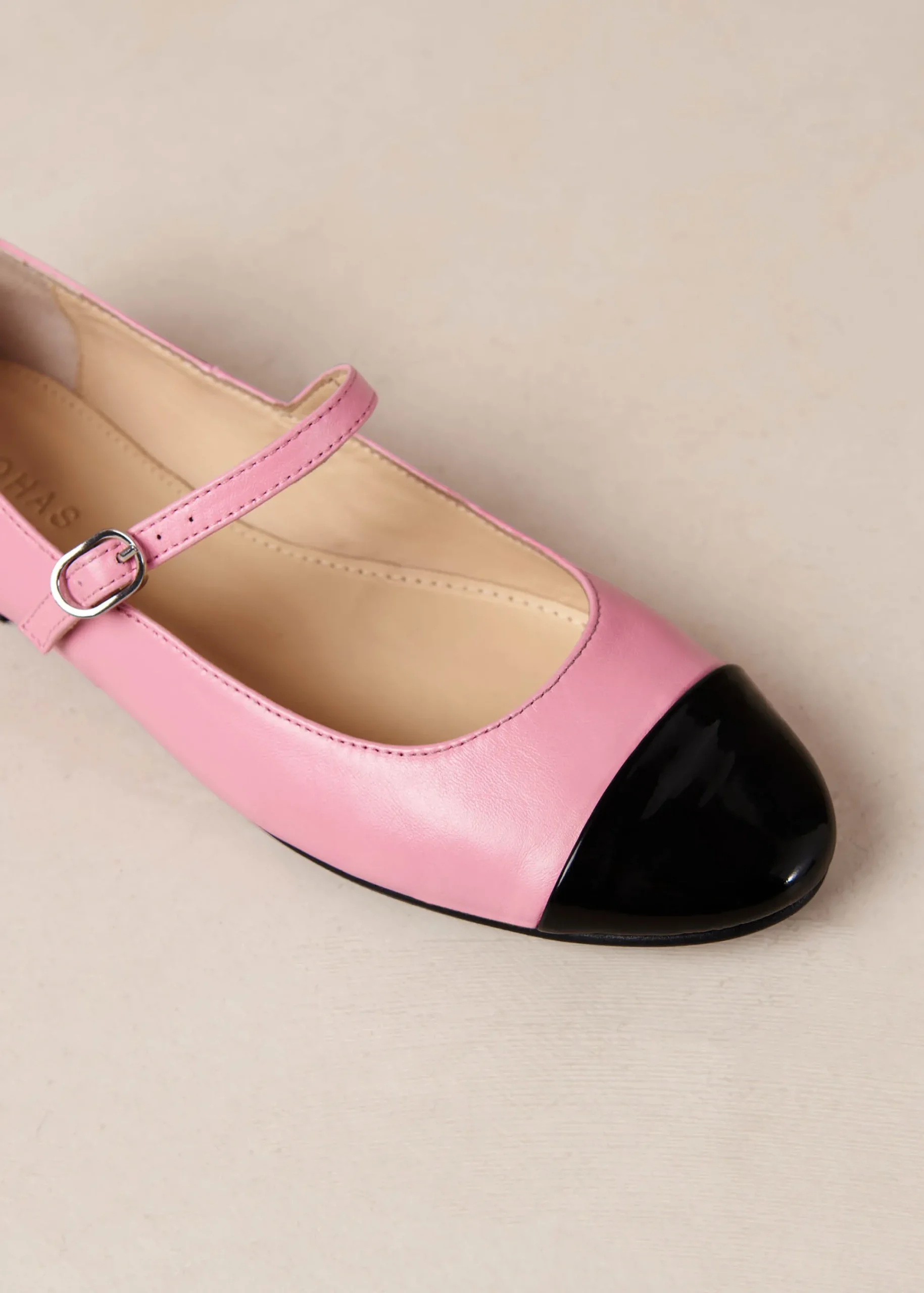 Musa Bicolor Black Pink Leather Ballet Flats|ALOHAS Clearance