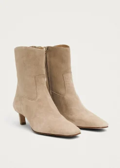 Nash Suede Beige Leather Ankle Boots|ALOHAS Sale