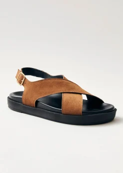 Nico Suede Brown Leather Sandals|ALOHAS Outlet