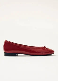 Oriana Onix Red Leather Ballet Flats|ALOHAS Best