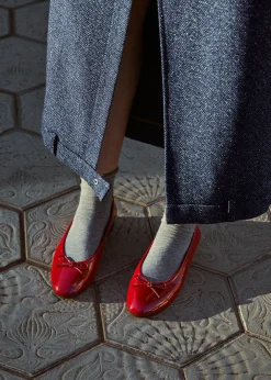 Oriana Onix Red Leather Ballet Flats|ALOHAS Best