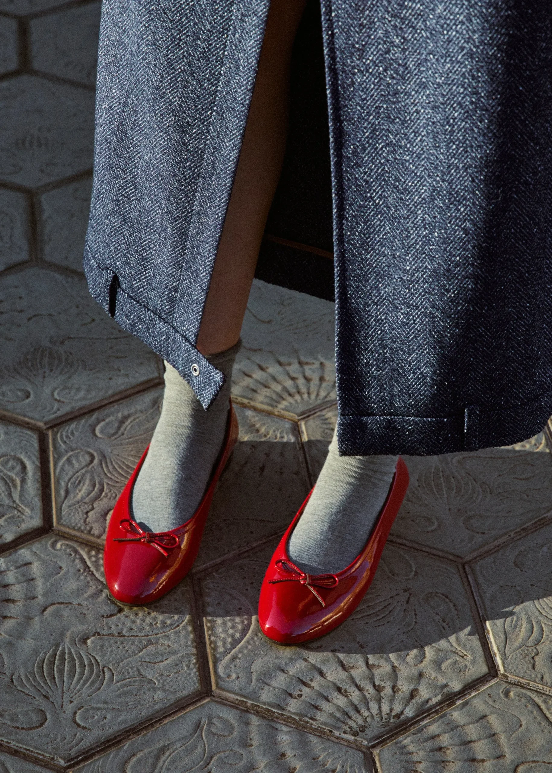 Oriana Onix Red Leather Ballet Flats|ALOHAS Best