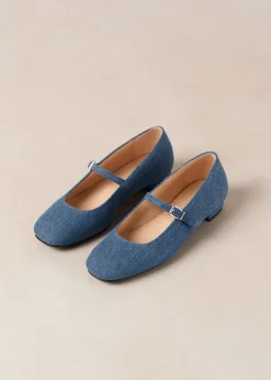 Por Do Sol Denim Blue Denim Ballet Flats|ALOHAS Hot