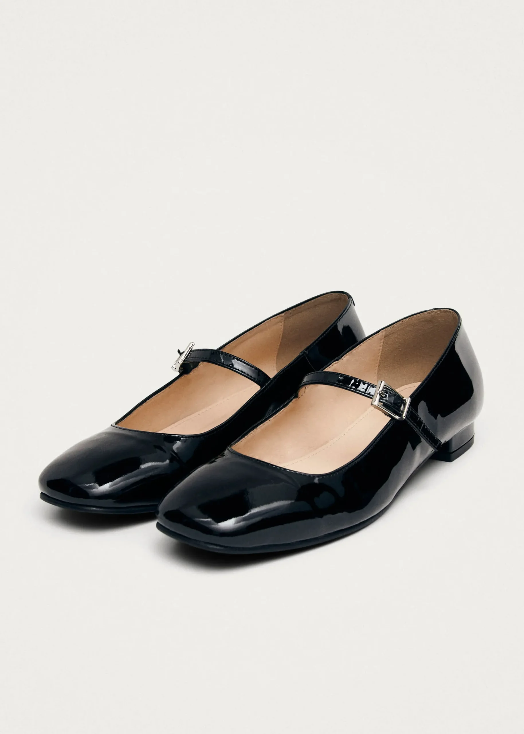 Por Do Sol Onix Black Leather Ballet Flats|ALOHAS Clearance