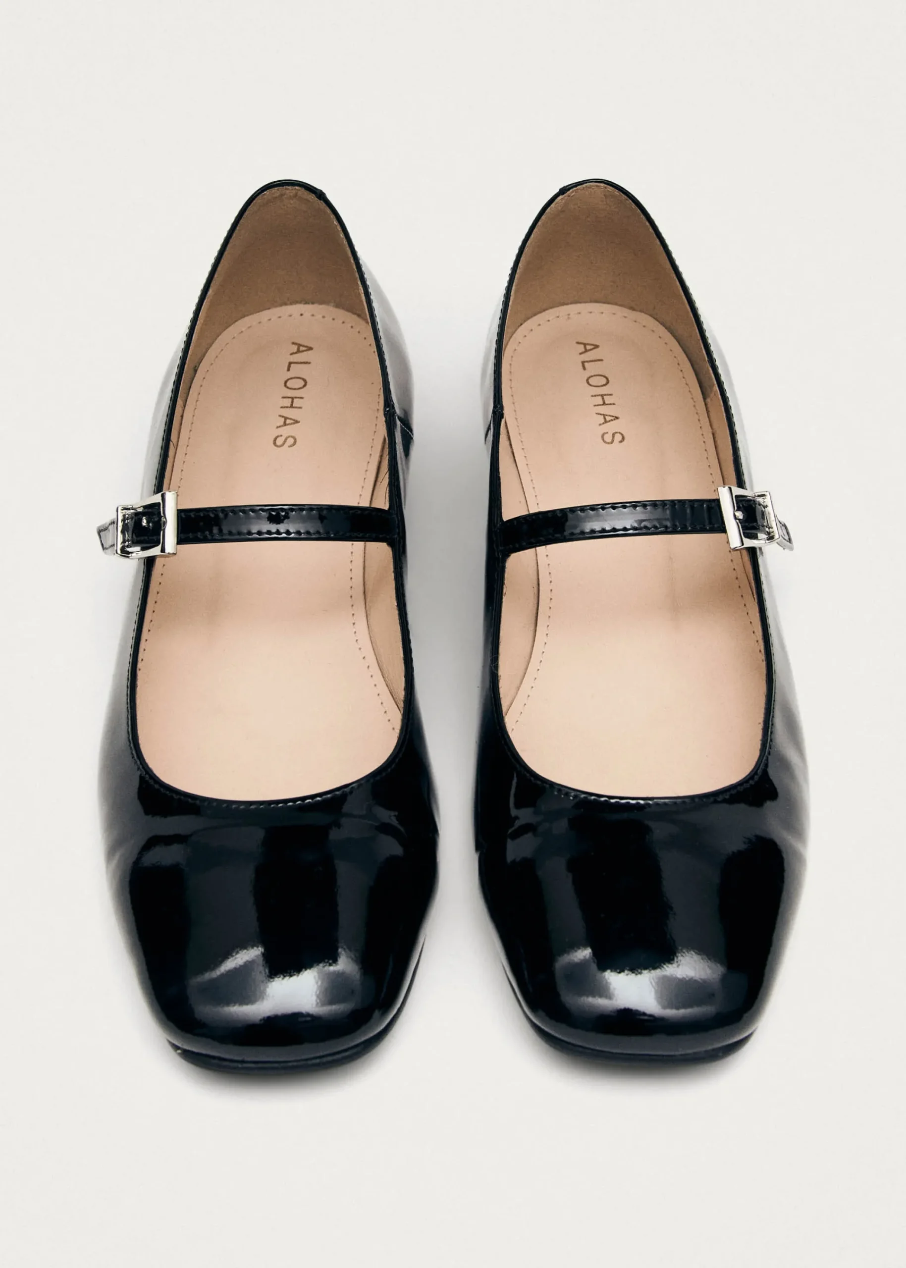 Por Do Sol Onix Black Leather Ballet Flats|ALOHAS Clearance