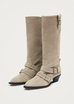 Ryder Suede Beige Leather Boots|ALOHAS Outlet