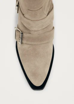 Ryder Suede Beige Leather Boots|ALOHAS Outlet