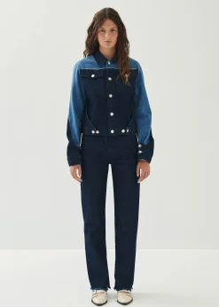 Sand Bicolor Indigo Denim Jacket|ALOHAS Fashion