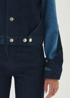 Sand Bicolor Indigo Denim Jacket|ALOHAS Fashion