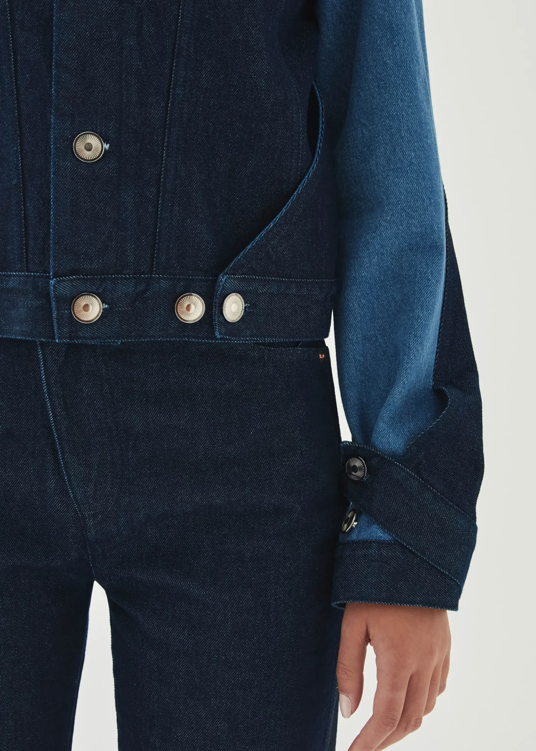 Sand Bicolor Indigo Denim Jacket|ALOHAS Fashion