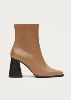 South Bicolor Camel Beige Leather Ankle Boots|ALOHAS Fashion