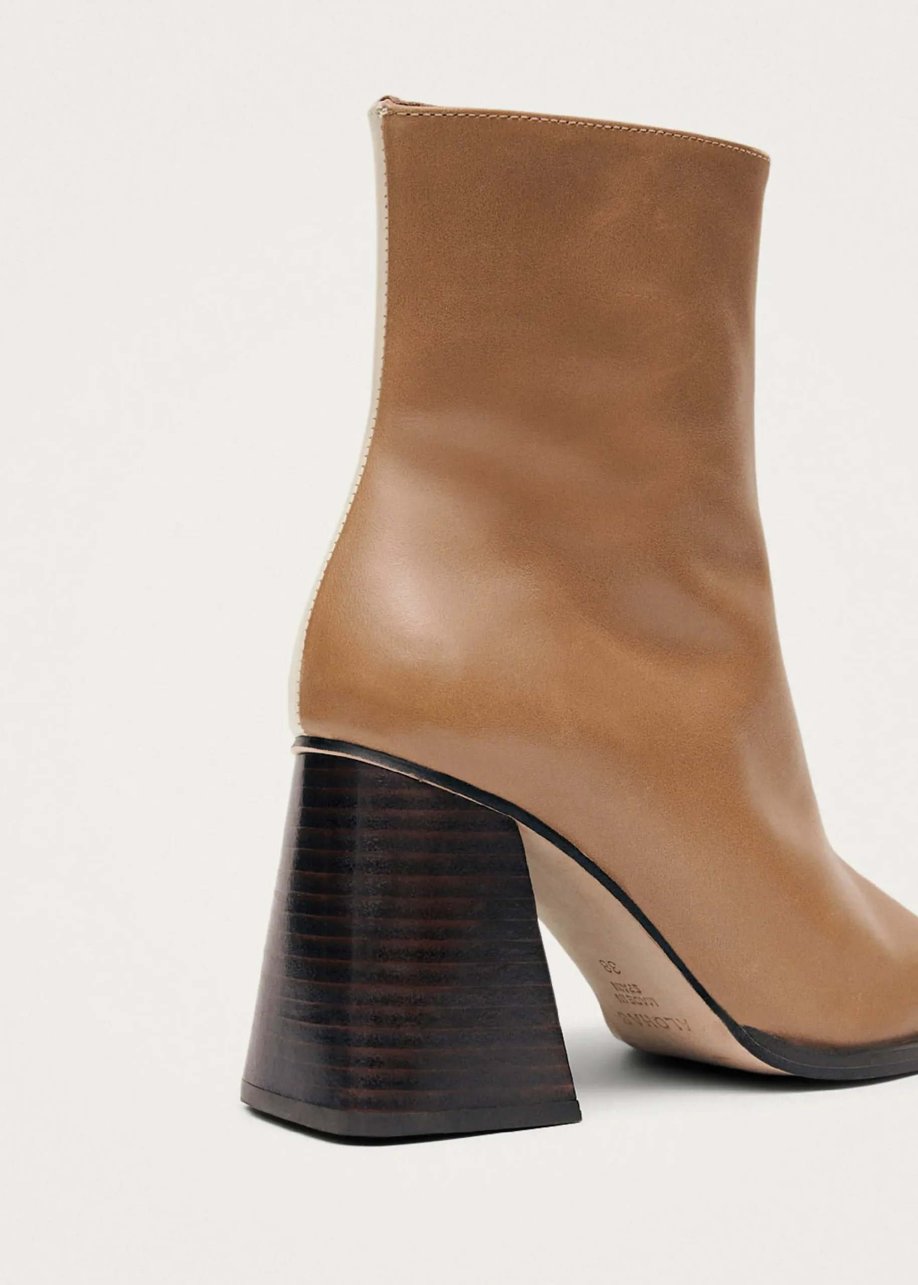 South Bicolor Camel Beige Leather Ankle Boots|ALOHAS Fashion