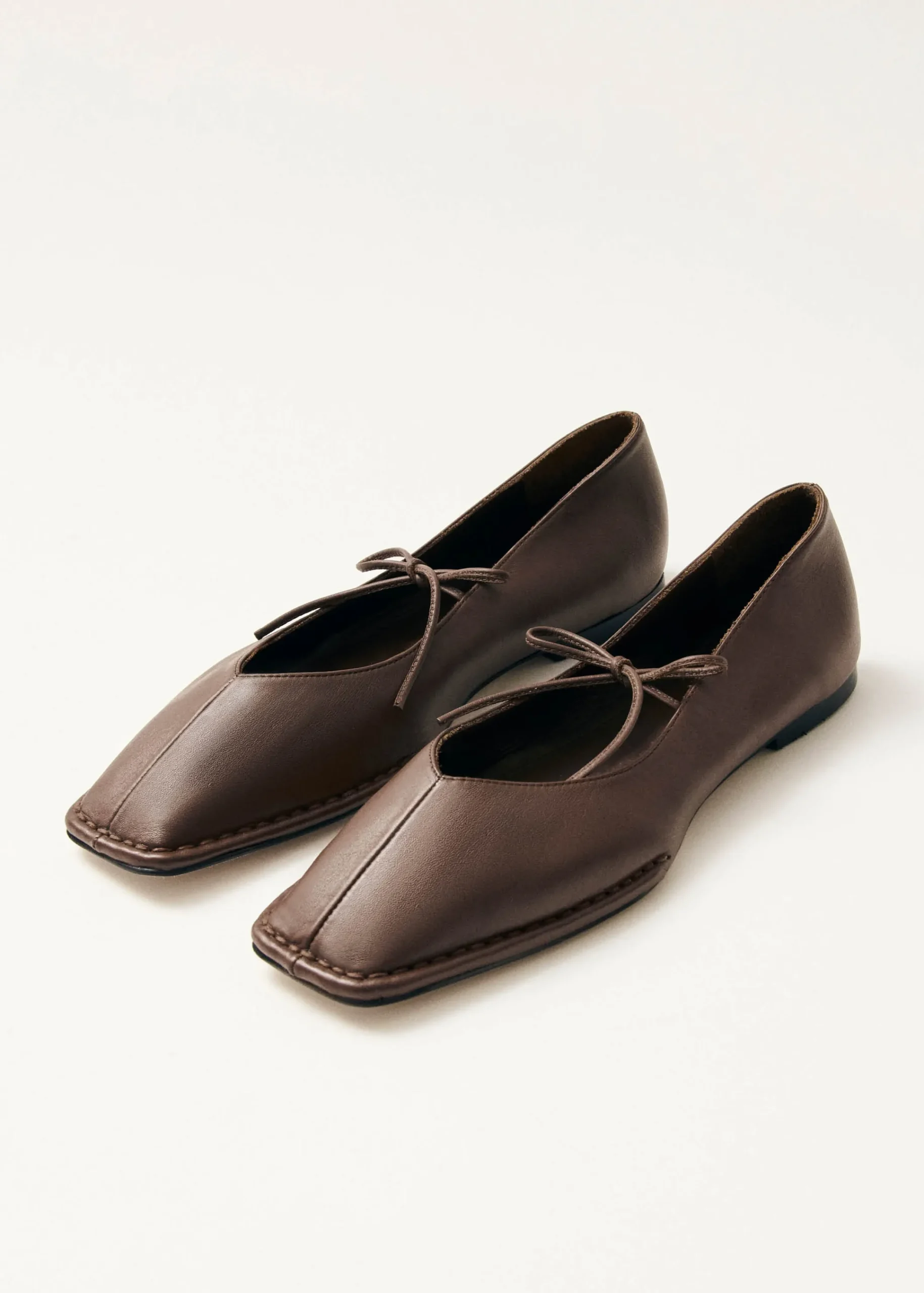 Sway Chestnut Brown Leather Ballet Flats|ALOHAS Best