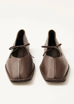 Sway Chestnut Brown Leather Ballet Flats|ALOHAS Best